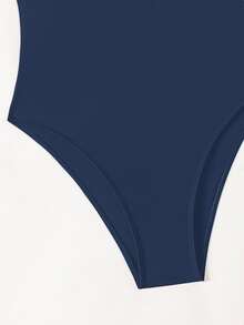 Swim Chiccia 1pc Women Plain Color One-Piece Swimsuit, For Vacation & Beach For Summer - Navy Blue - View 4