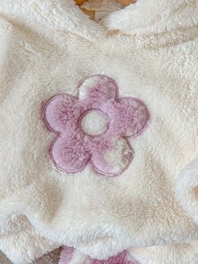 SHEIN Playful Pals 2件組女嬰秋冬日常百搭可愛保暖抓絨法蘭絨愛心連帽衛衣與長褲套裝 - 淺粉色 - 查看 5