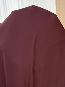 SHEIN CURVE+ Women's Loose Fit Mid-Length Lapel Collar Jacket Autumn Office Burgundy Smart Casual Elegant Christmas - Burgundy - View 11