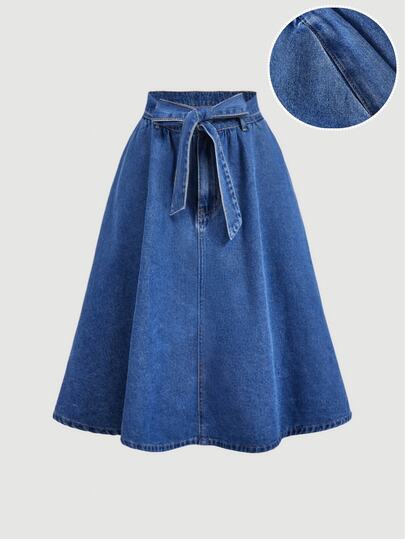 Sweetra Rok Denim A-Line Tanpa Elastis