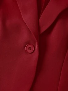 EMERY ROSE Women's Button Down 3/4 Sleeve Casual Blazer For Home And Outdoor - Red - View 8