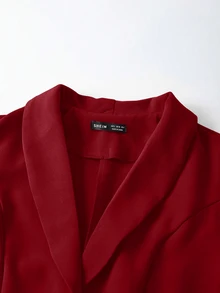 EMERY ROSE Women's Button Down 3/4 Sleeve Casual Blazer For Home And Outdoor - Red - View 6