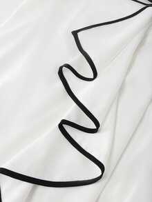 EMERY ROSE Women's Elegant Contrast Color Trim Tie-Wrap Camisole Dress, Summer - White - View 9