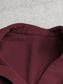EMERY ROSE Women's Solid Color V-Neck Lantern Sleeve Versatile Commute Elegant Long Sleeve Blouse - Violet Purple - View 7
