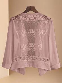 EMERY ROSE 25 piezas Chaqueta delgada de mujer con parches de encaje, verano - Rosa vieja - Ver 2