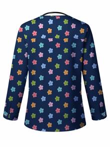 PopScrub Women All-Over Print Long Sleeve Uniform Jacket, Scrub Outerwear, Spring/Autumn - Multicolor - View 2
