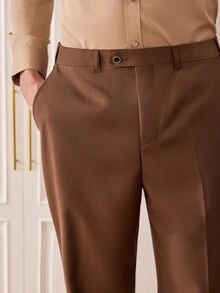 Officeau 男士時尚商務西裝 春秋款 高品質 正式辦公套裝 修身版型 新郎婚禮西裝外套 - 棕色 - 查看 11