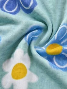 SHEIN LUNE 休閒可愛花卉圖案圓領寬鬆女款運動衫，適合秋冬，休閒，運動衫 - 鉤編風格彩色花卉 - 彩色 - 查看 9