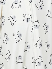 SHEIN 新生女宝宝可爱休闲卡通图案针织长袖睡衣 - 彩色 - 查看 4