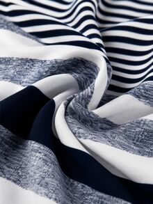 EMERY ROSE Women's Color Block Striped Print Round Neck Long Sleeve T-Shirt, Fall Winter - Blue and White - View 7