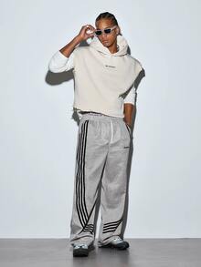 Modcrash Men's Sports Casual Fashion Sweatpants, Striped Design, Drawstring Waistband, Suitable For Indoor And Outdoor Wear, Multiple Colors Available, Perfect As Couple Gift - Light Grey - View 3
