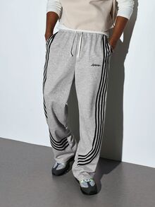 Modcrash Men's Sports Casual Fashion Sweatpants, Striped Design, Drawstring Waistband, Suitable For Indoor And Outdoor Wear, Multiple Colors Available, Perfect As Couple Gift - Light Grey - View 4