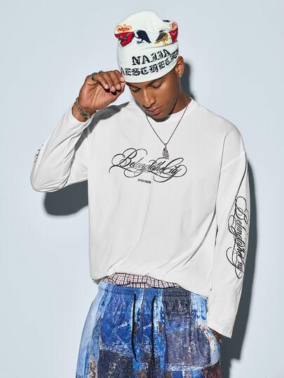 Modcrash Men's Long Sleeve Printed Regular Fit Spring/Autumn Base Layer T-Shirt, Breathable Knit Fabric, Outdoor Sports Casual Top