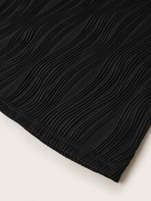 Chikora Textured Fabric Plus Size Skirt Suitable For Spring And Autumn Fall - Black - View 6