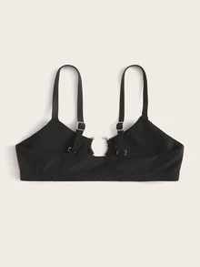 Swim Basics Top bikini vinculado con aro - Negro - Ver 3