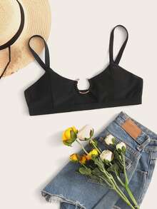 Swim Basics Top bikini vinculado con aro - Negro - Ver 5