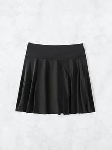 SHEIN Swim Summer Beach Solid Color Swim Bottoms With Wide Waistband Music Festival - Black - View 4