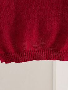 Souflis Souflis 女嬰時尚百搭蝴蝶結裝飾針織開襟衫 - 紅色 - 查看 6