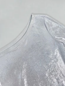 Rovax 女款時尚性感金屬感不對稱領口迷你洋裝 - 銀色 - 查看 3