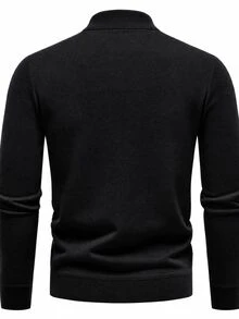 Manfinity Homme كنزة رجالية بأكمام طويلة بتصميم كتل لونية، كاجوال متعددة الاستخدامات للارتداء اليومي، رسمية، للمشي لمسافات طويلة في الخريف/الشتاء، مناسبة لعيد الحب - الأسود - مشاهدة 3