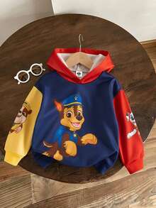 SHEIN | PAW Patrol 1件男童休閒可愛卡通狗印花拼接色連帽抓絨衛衣，適合秋冬穿著 - 彩色 - 查看 4
