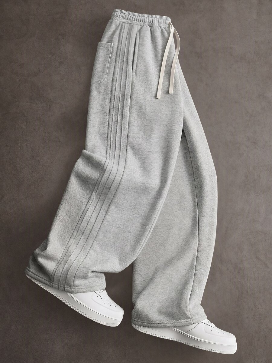 STYNVO Men's Casual Drawstring Waist Pocket Loose Sweatpants For Daily Wear - Grey - View 1