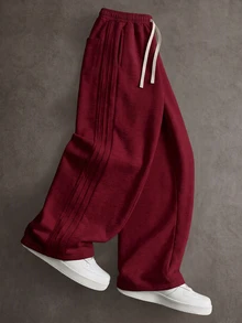 STYNVO Men's Casual Drawstring Waist Loose Sweatpants For Weekend Outings - Red - View 1