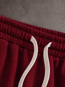 STYNVO Men's Casual Drawstring Waist Loose Sweatpants For Weekend Outings - Red - View 3