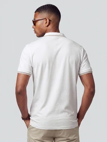 TekDrob Anti-Odor Modal Colarless Sport Polo With Ribbed Details - White - View 8