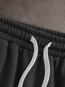 STYNVO Men's Casual Versatile Drawstring Waist Loose Sweatpants For Daily Wear - Dark Grey - View 4