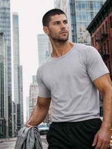 TekDrob Anti-Odor T-Shirt With Regular Fit And Raglan Short Sleeves - Grey - View 5