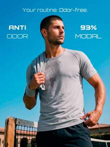 TekDrob Anti-Odor T-Shirt With Regular Fit And Raglan Short Sleeves - Grey - View 3
