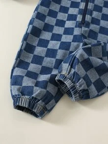 SHEIN 男嬰格紋牛仔連身褲 - 彩色 - 查看 7