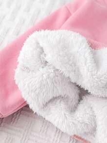 SHEIN Baby Girl Autumn/Winter Cute Thermal-Lined Solid Color Versatile Long Sleeve Sweatshirt - Pink - View 5