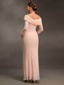 Cheriluna Maternity Maternity Mesh Lace Red Summer Maternity Photography Dress Photoshoot Maternity Maternity Elegant - Pink - View 2