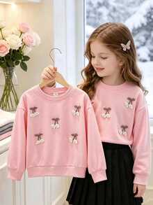 SHEIN Elladie kids 女童（小）衛衣 - 粉色 - 查看 3