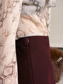 MOTF PREMIUM WOMEN'S AUTUMN/WINTER WOOL SINGLE-FACED SHORT SKIRT - Burgundy - View 2