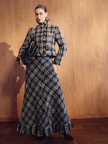 MOTF PREMIUM ROK PANJANG WANITA ELEGAN BERMOTIF KOTAK-KOTAK DENGAN HIASAN RUMBAI DI BAGIAN BAWAH - MultiWarna - View 8