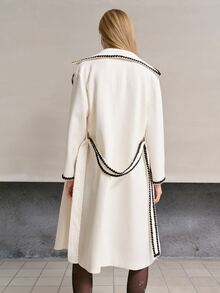 MOTF PREMIUM WOMEN'S FASHIONABLE CONTRAST TRIM DOUBLE-BREASTED TRENCH COAT - Apricot - View 4