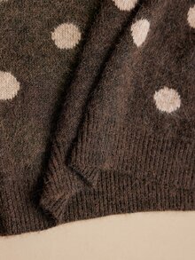MOTF PREMIUM VINTAGE POLKA DOT WOMEN'S SLOUCHY KNIT SWEATER - Coffee Brown - View 7