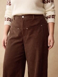 MOTF PREMIUM PLUS SIZE WOMEN'S CORDUROY WIDE LEG PANTS, AUTUMN/WINTER - Coffee Brown - View 1