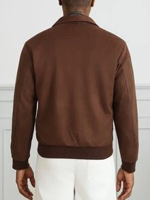 HUEFORM Men's Old Money Brown Cropped Suede Jacket,The Ribbed Hem Design Is More Stylish,Suitable For Stylish Outfit Needs For Men - Brown - View 2