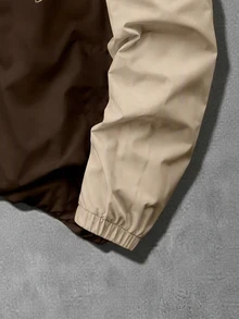 Manfinity EMRG 男士字母圖案對比色長袖拉鍊休閒夾克 - 彩色 - 查看 4