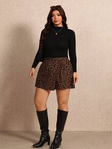 Elaquor Rok Celana Pendek Kasual Longgar Motif Leopard untuk Wanita Ukuran Plus, Celana Pendek Kasual Motif Leopard untuk Wanita, Celana Pendek Pesta Elegan untuk Wanita, Celana Pendek Kasual untuk Bepergian. - MultiWarna - View 6