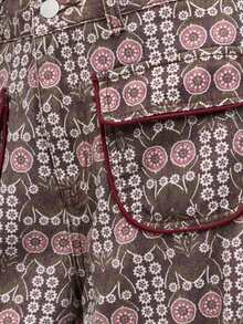 Nöista Vintage Print Wide Leg Pants With Bohemian Style. Casual, Vacation, Streetwear, Spring Autumn. - Brown - View 6