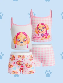SHEIN | PAW Patrol Set Pakaian Dalam Camisole dan Boyshort Motif Kartun untuk Anak Perempuan - Baby Pink - View 3