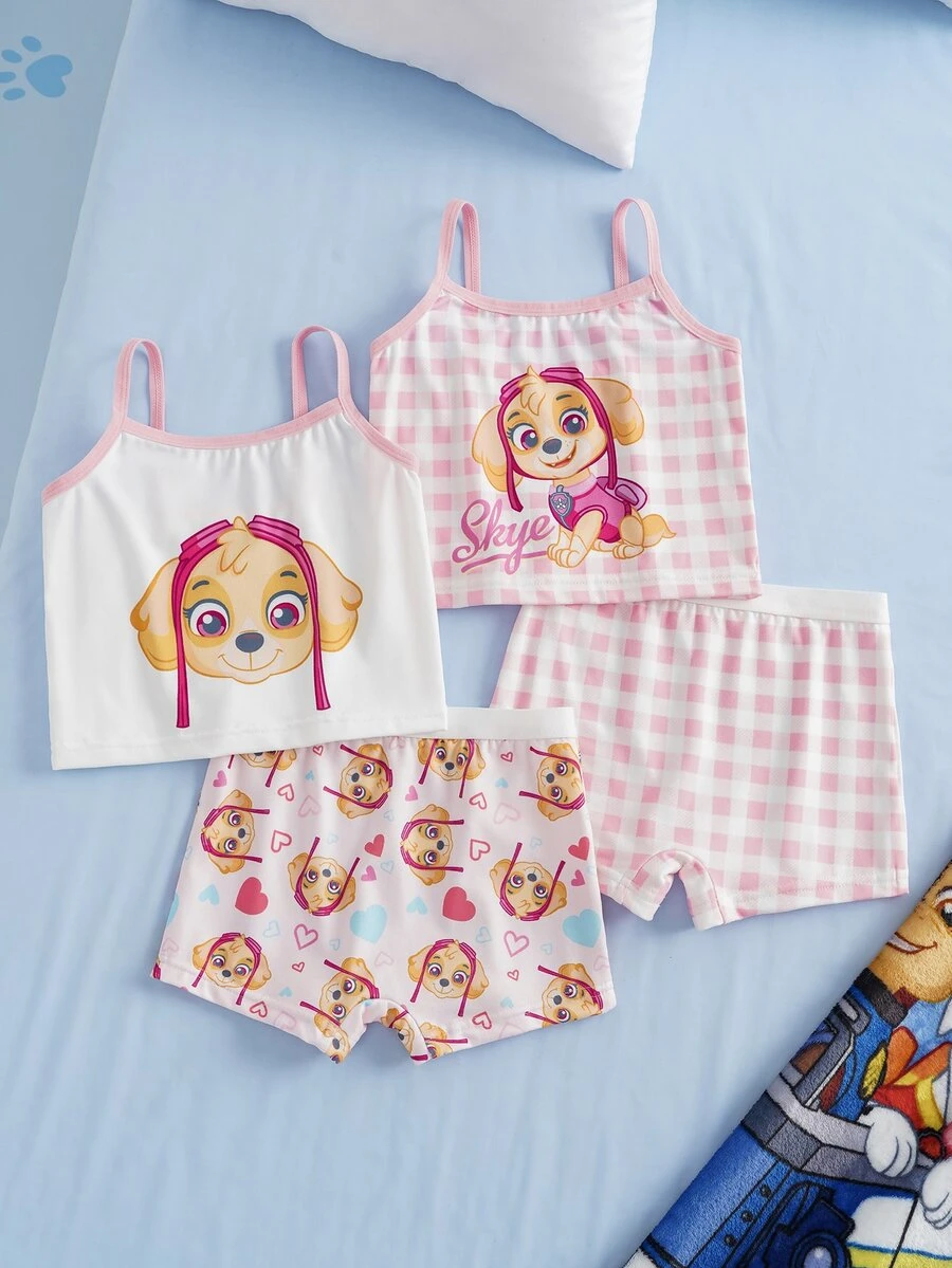 SHEIN | PAW Patrol Set Pakaian Dalam Camisole dan Boyshort Motif Kartun untuk Anak Perempuan - Baby Pink - View 1