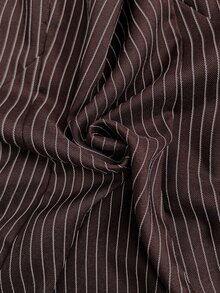 SHEIN Tall Women's Elegant Zipper Striped Blazer Vest Jacket - Brown - View 8