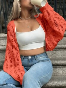 Cévolie Plus Size Women's Solid Color Casual Versatile Daily Wear Cardigan - Watermelon Pink - View 4