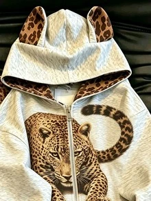 Resyla Women's Leopard Print Hooded Sweatshirt And Pants Casual 2 Pieces Set - Multicolor - View 5